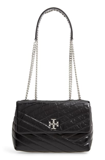 Tory Burch Kira Chevron Quilted Textured Leather Convertible Shoulder Bag In Black | ModeSens