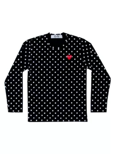 Shop Comme Des Garçons Play Polka-dot T-shirt In Black White