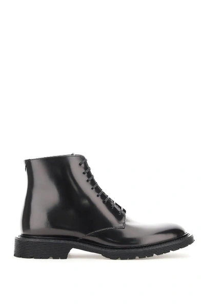 Shop Saint Laurent Army Lace-up Boots 20 In Black