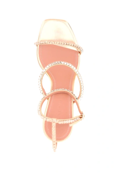 Shop Amina Muaddi Gilda Crystal Sandals In Pink,metallic