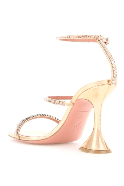Shop Amina Muaddi Gilda Crystal Sandals In Pink,metallic