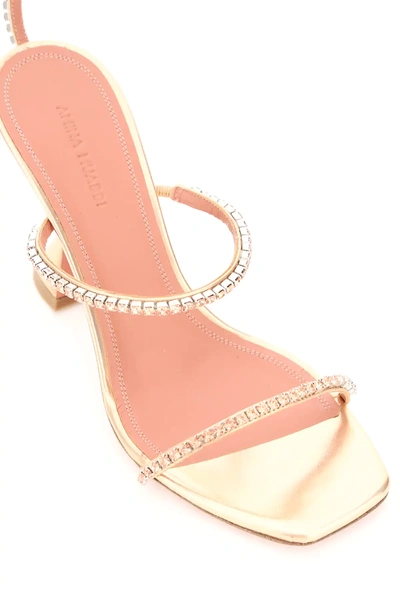 Shop Amina Muaddi Gilda Crystal Sandals In Pink,metallic