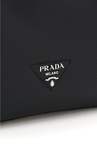 Shop Prada Belted Tote Bag In Black