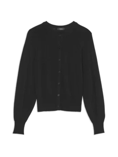 Shop Theory Puff-sleeve Cardigan In Black