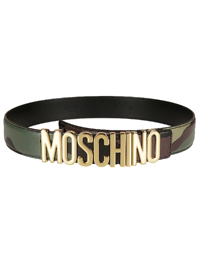 Shop Moschino Logo Plaque Belt In Multicolor