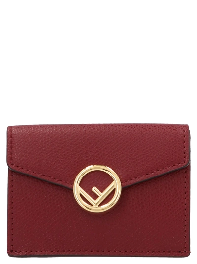 Shop Fendi Micro Trifold Wallet In Burgundy