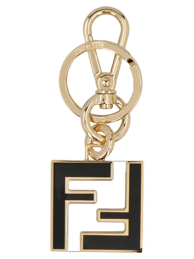 Shop Fendi Ff Keyring In Black