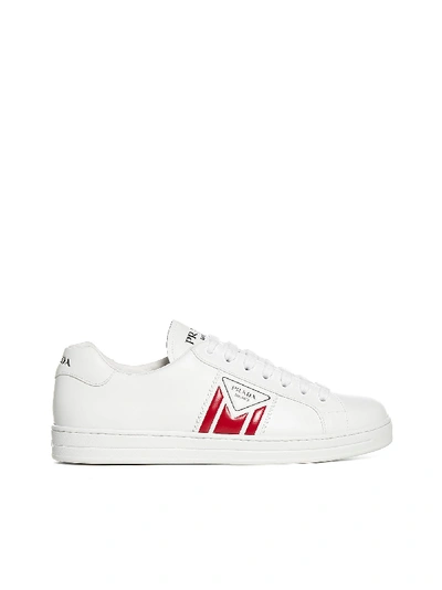 Shop Prada Sneakers In Bianco Rosso