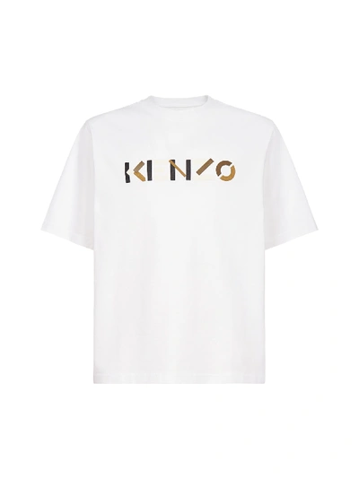 Shop Kenzo Logo Cotton T-shirt In Blanc