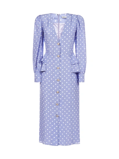 Shop Alessandra Rich Polka Dot Silk Midi Dress In Lilac