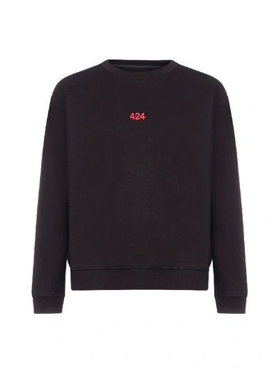 Shop Fourtwofour On Fairfax Logo Cotton Sweatshirt In Black