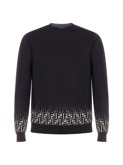 Shop Fendi Gradient Ff Wool Sweater In Nero