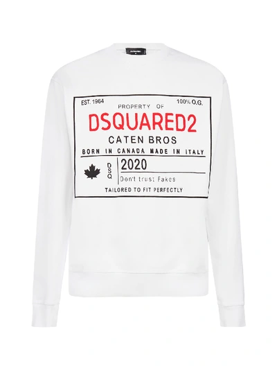 Shop Dsquared2 Logo Cotton Sweatshirt In White