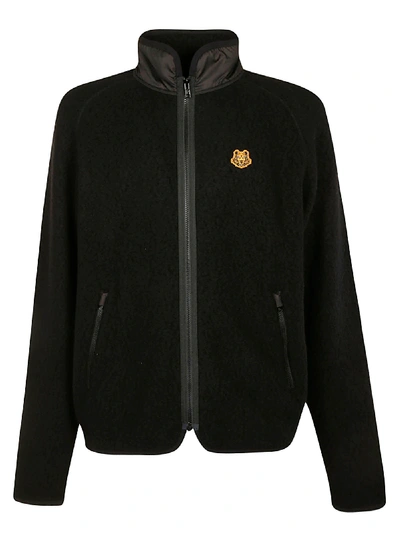 Shop Kenzo Lightweight Fleece Zip-up Jacket In Black