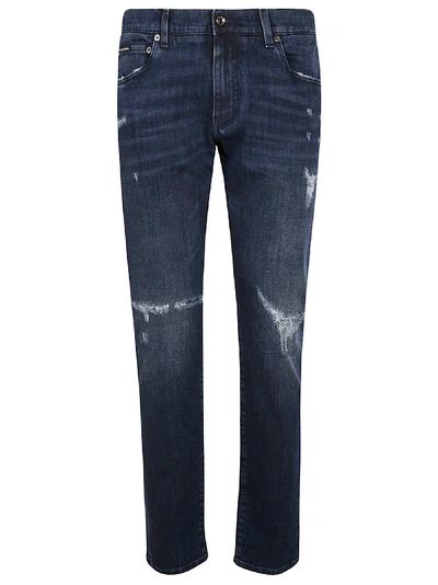 Shop Dolce & Gabbana Distressed Effect Jeans In Blue
