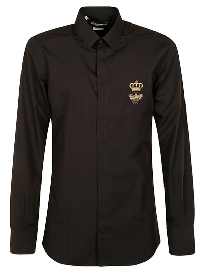Shop Dolce & Gabbana Crown Bee Applique Shirt In Black