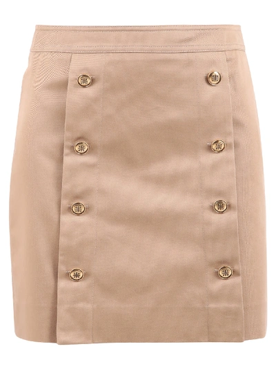 Shop Givenchy Button Fastening Skirt In Beige