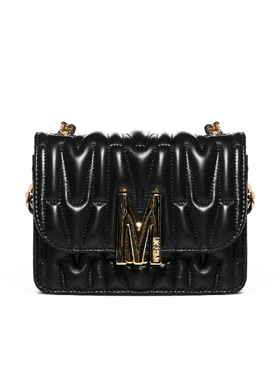 Shop Moschino M Quilted Leather Small Bag In Fantasy Print Black