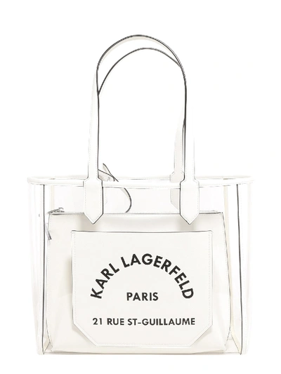 Shop Karl Lagerfeld K/journey Transparent Tote In White