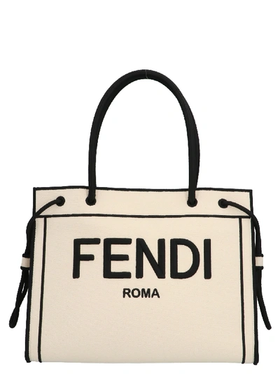 Shop Fendi Roma Midi Bag In Beige