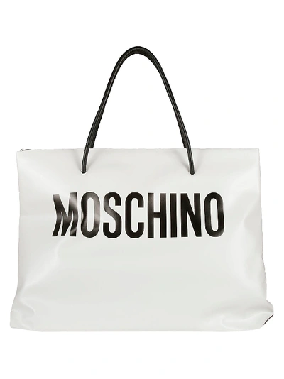Shop Moschino Logo Print Shopper Bag In White