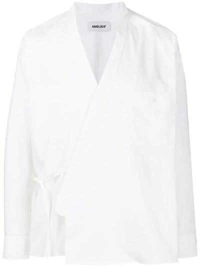 Shop Ambush Kimono-style Wrap Shirt In White