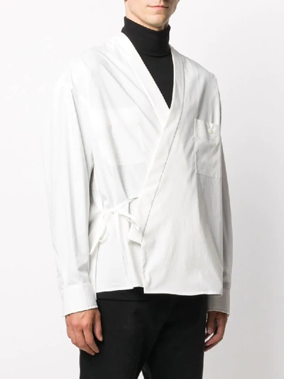 Shop Ambush Kimono-style Wrap Shirt In White