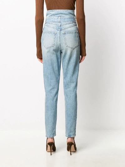 Shop Attico Belted High-waist Slim Jeans In Blue