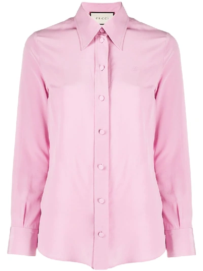 Shop Gucci Crêpe De Chine Silk Shirt In Pink