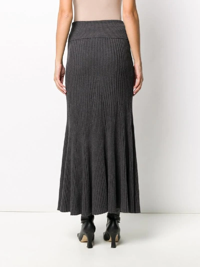 Shop Kenzo Ribbed Wool Skirt In Grey
