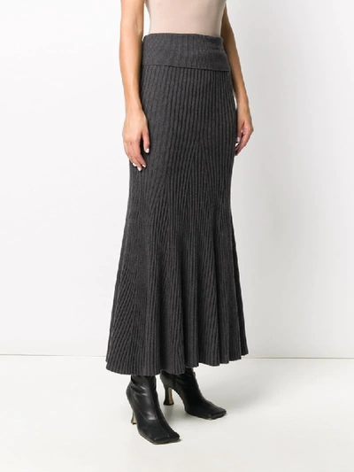 Shop Kenzo Ribbed Wool Skirt In Grey