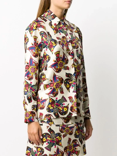 Shop La Doublej Abstract Print Silk Shirt In Neutrals
