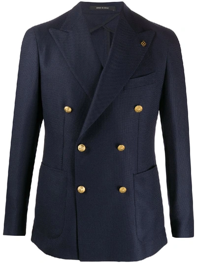 Shop Tagliatore Double-breasted Fitted Blazer In Blue