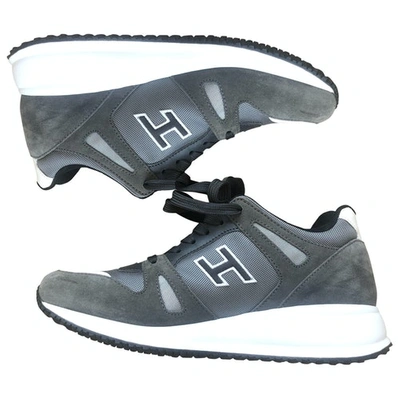 Pre-owned Hogan Grey Leather Trainers