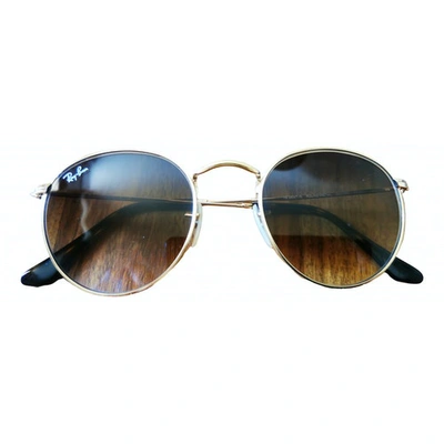 Pre-owned Ray Ban Round Gold Metal Sunglasses