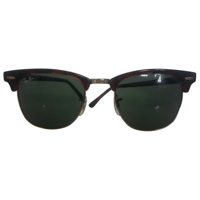 Pre-owned Ray Ban Clubmaster Brown Metal Sunglasses