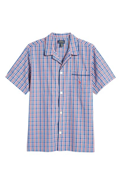 Shop Polo Ralph Lauren Plaid Short Sleeve Pajama Top In Blue