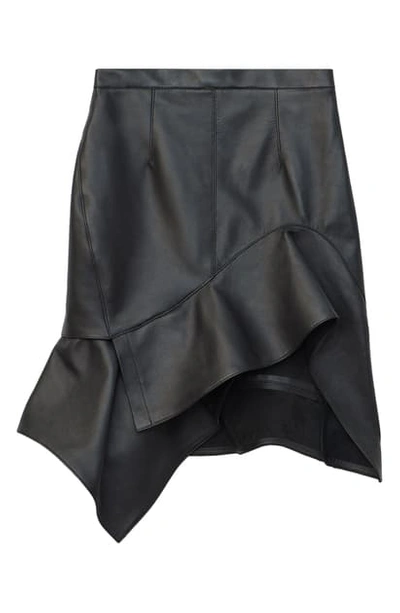 Shop Alexander Wang Deconstructed Ruffle Hem Leather Miniskirt In Black