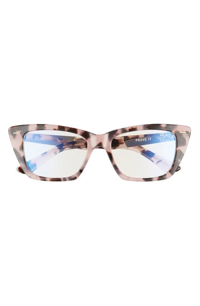 Shop Quay Prove It 52mm Cat Eye Blue Light Filtering Glasses In Milky Tortoise/ Clear