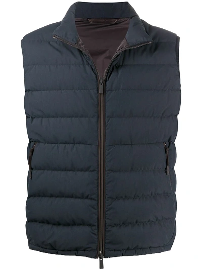 Shop Ermenegildo Zegna Padded Down Gilet In Blue