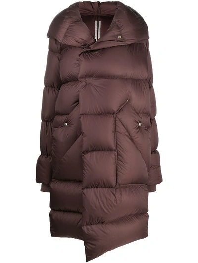 Shop Rick Owens Padded Hooded Coat In Red