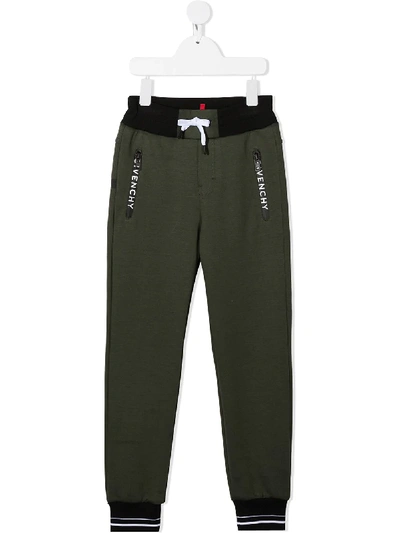 Givenchy Colour Block Logo Print Track Pants In Green