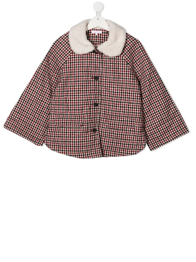 Shop Chloé Checked Bell Sleeve Jacket In Red