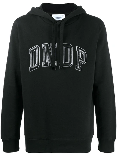 Shop Dondup Appliqué Logo Hoodie In Black