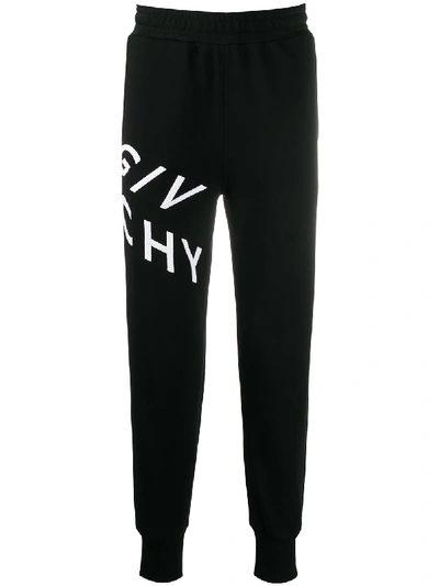 Shop Givenchy Embroidered Logo Cotton Sweatpants In Black