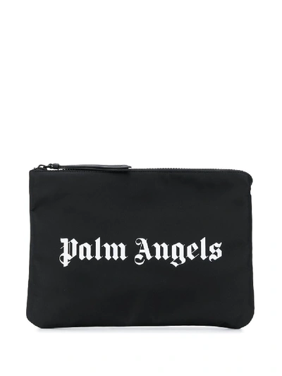 Shop Palm Angels Logo Print Clutch In Black