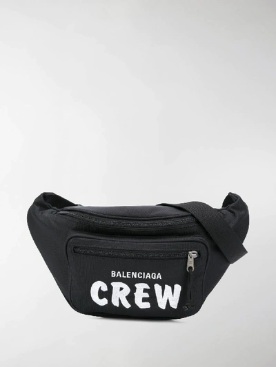 Shop Balenciaga Embroidered Logo Belt Bag In Black