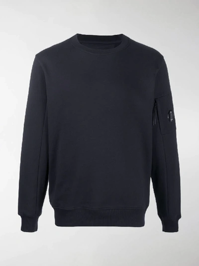 Shop C.p. Company Crew Neck Cotton Sweatshirt In Blue