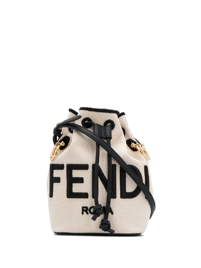 Shop Fendi Mini Mon Tresor Bucket Bag In Neutrals