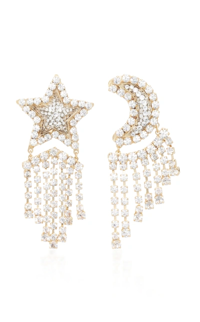 Shop Shourouk Fly Me To The Moon Mismatched Gold-tone, Crystal And Pearl Ea